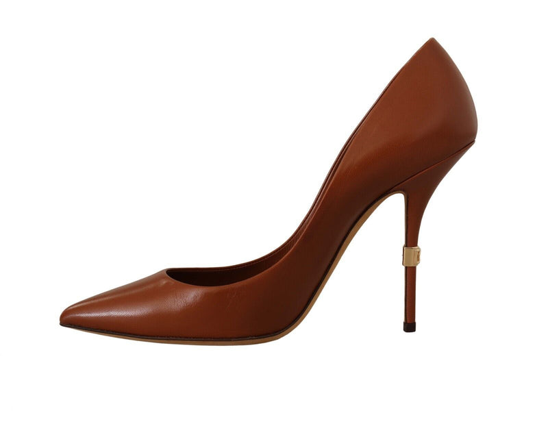 Brown Leather High Heels Pumps Shoes