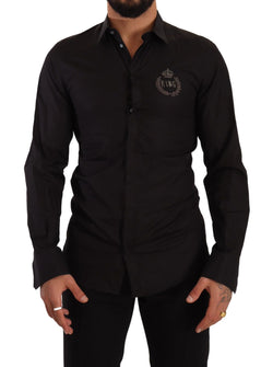 Black GOLD Logo Crown King Slim Formal Shirt