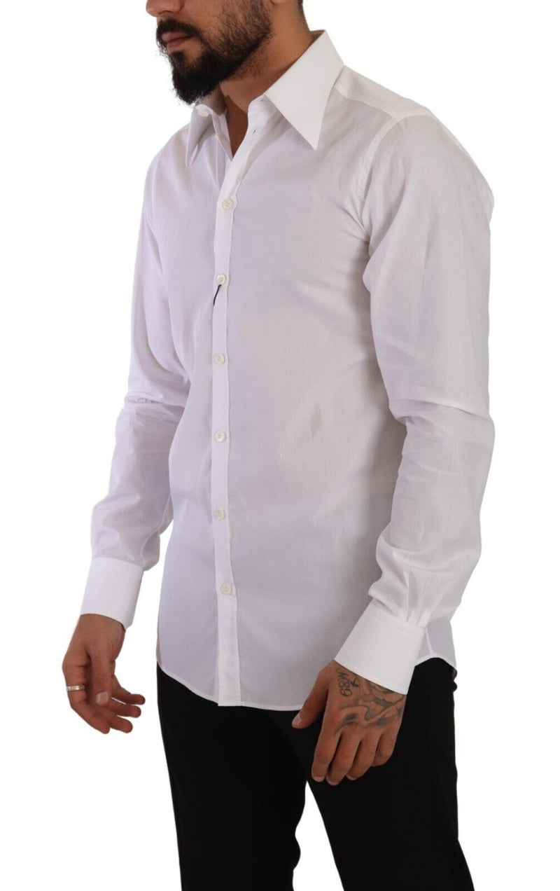 White Cotton Slim Fit Formal Dress Shirt