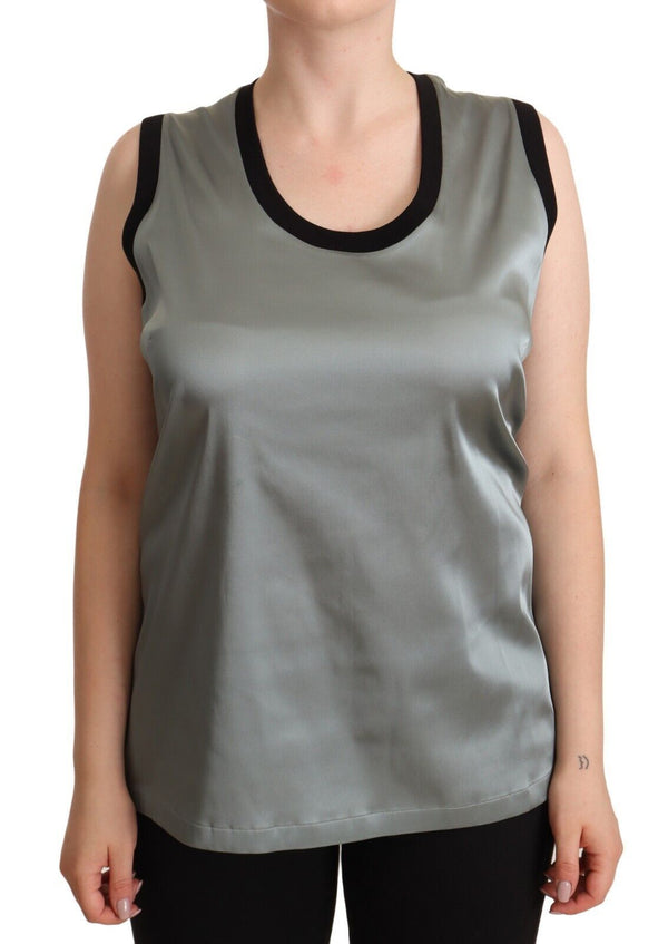 Silver Round Neck Sleeveless Casual Tank Top