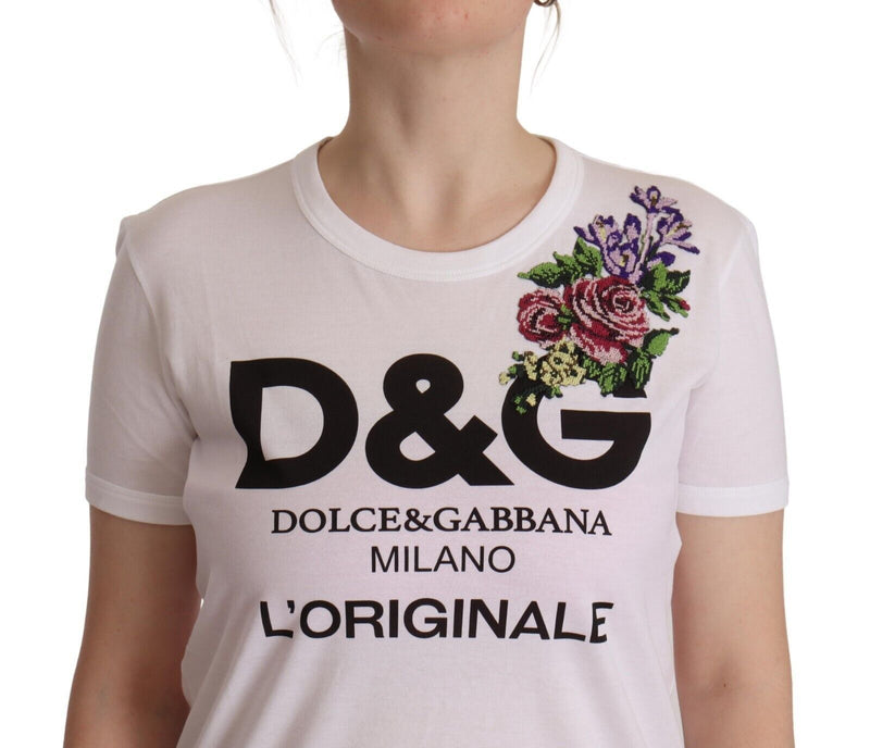 White D&G L'Originale Floral Cotton Tee T-shirt