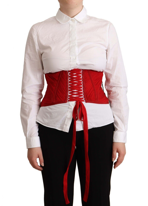 Red Corset Belt Stretch Waist Strap Top