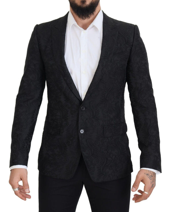 Black Floral Jacquard Single Breasted MARTINI Blazer