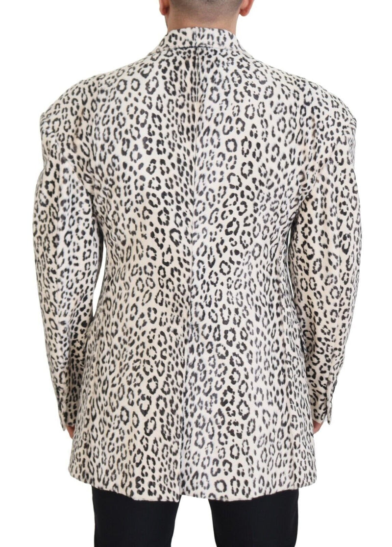 White Leopard Single Breasted Coat Blazer