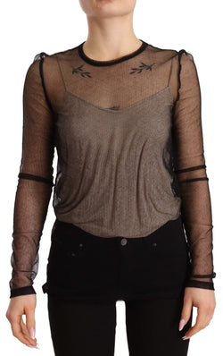 Black See Through Long Sleeves Cotton Top