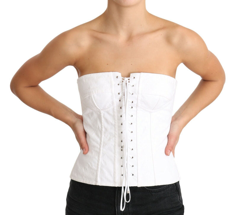 White PALERMO Bustier Cotton Top Corset