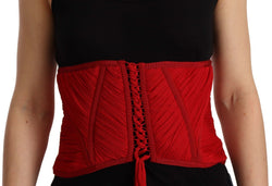 Red Corset Belt Stretch Waist Strap Silk Top