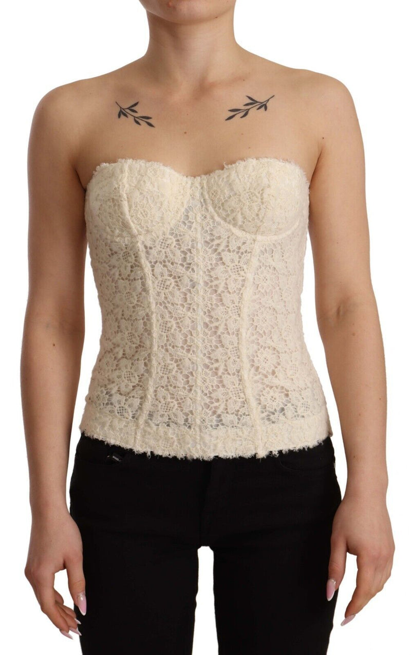 Off White Corset Bustier Floral Lace Top