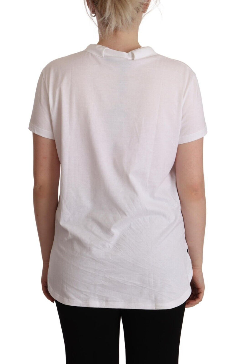 White DG Crown Print Cotton Collared Neck T-shirt