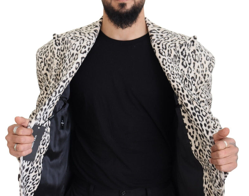 White Leopard Single Breasted Coat Blazer