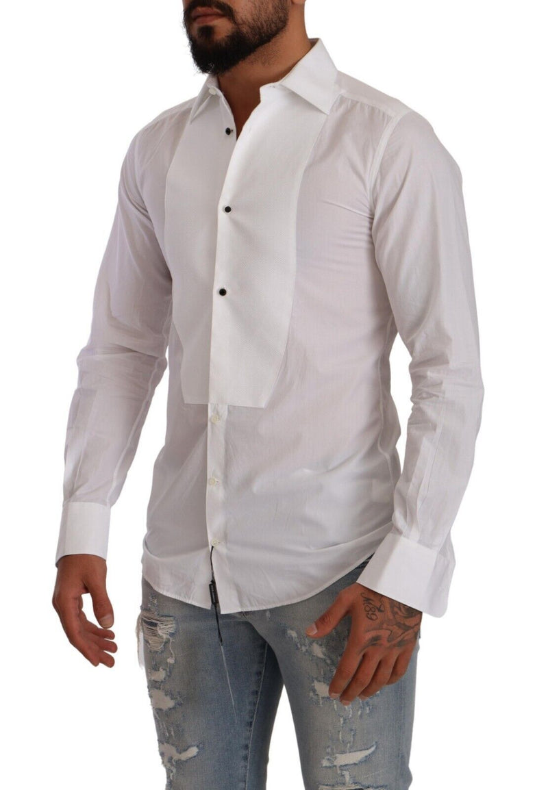 White GOLD Cotton Tuxedo Dress Formal Shirt