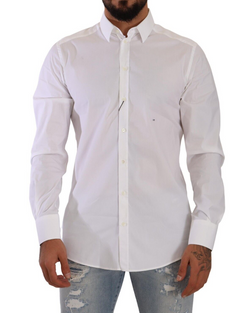 White GOLD Cotton Blend Dress Men Formal Shirt