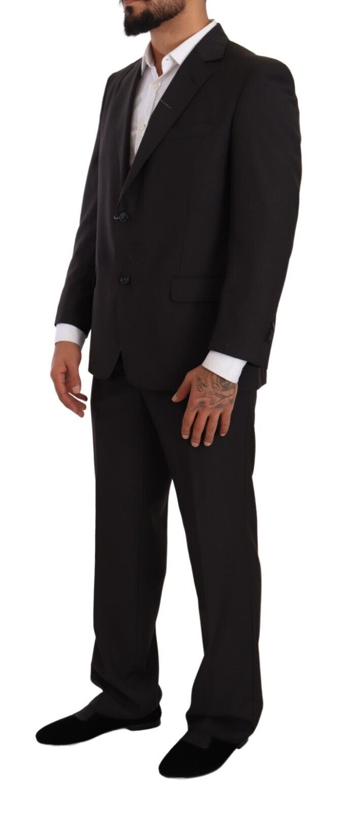 Gray Polyester Single Breasted Formal Suit