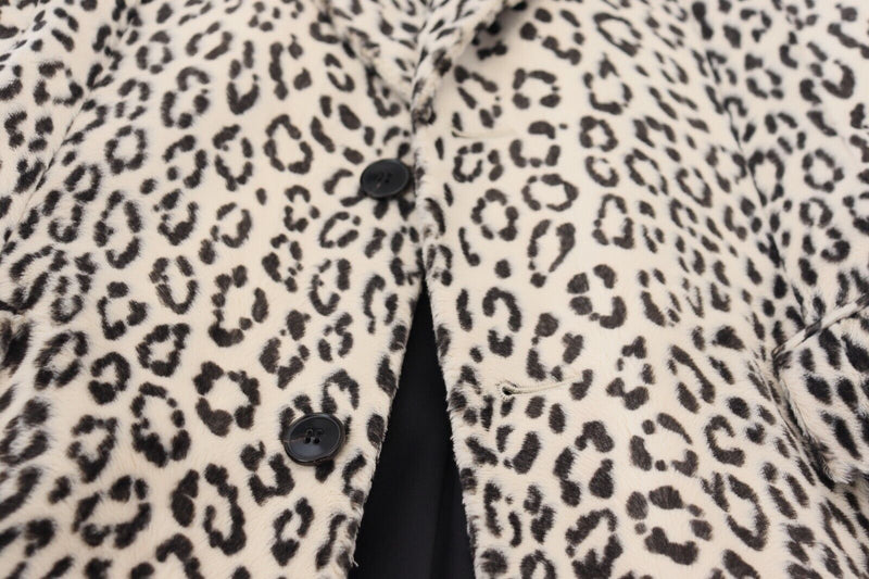 White Leopard Single Breasted Coat Blazer