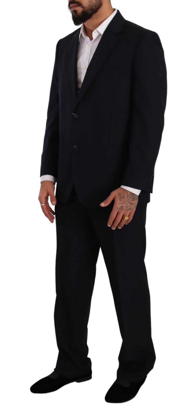 Blue Polyester Single Breasted Formal Suit