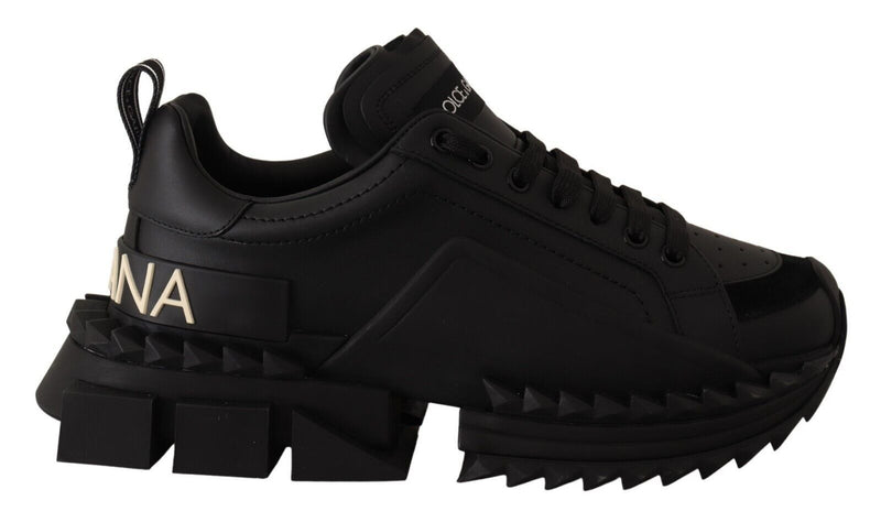 Black Leather SUPER KING Casual Sneakers Casual Shoes