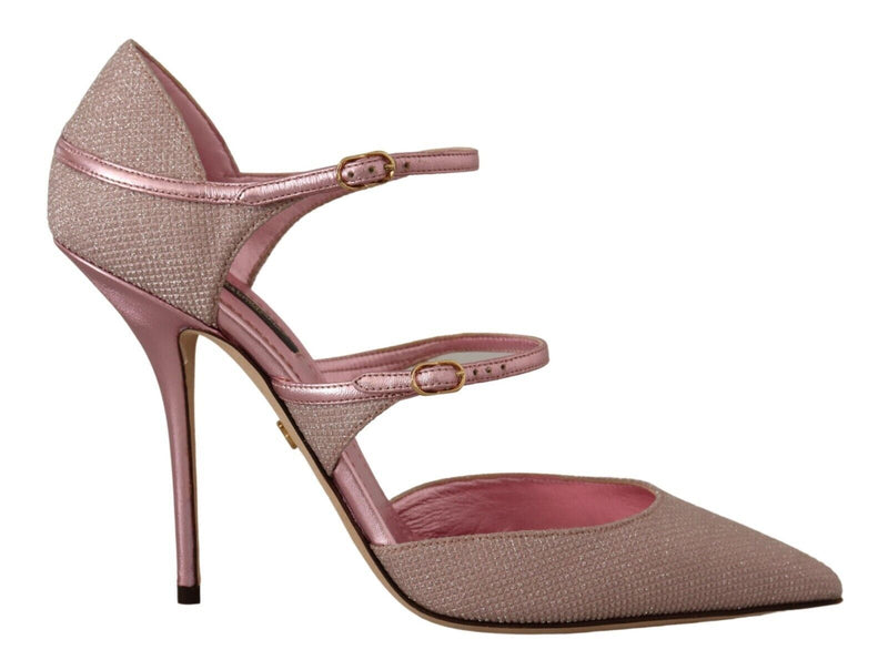 Pink Glittered Strappy Sandals Mary Jane Shoes