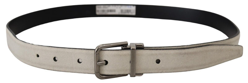 White Velvet Leather Silver Buckle Men Belt