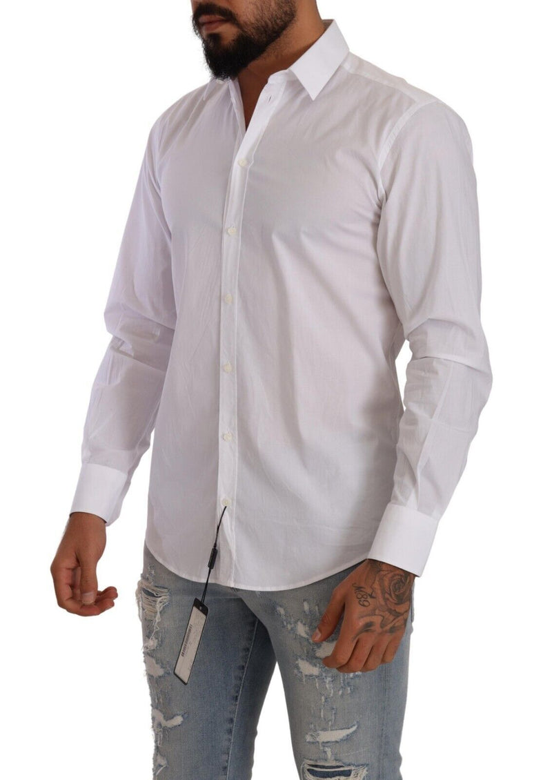 White MARTINI Cotton Slim Dress Formal Shirt