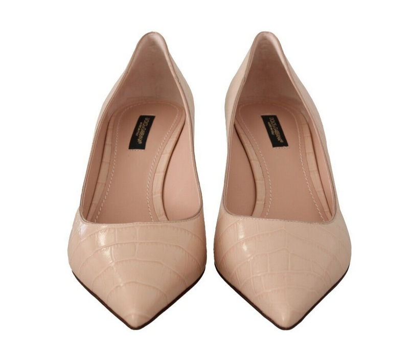 Nude Leather Pointed Heels Pumps Shoes