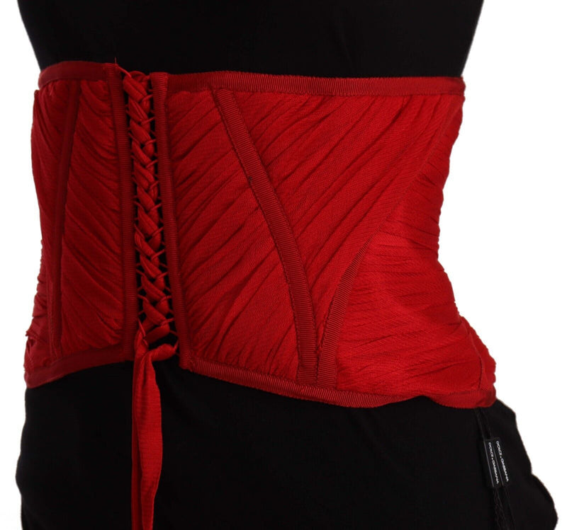 Red Corset Belt Stretch Waist Strap Silk Top