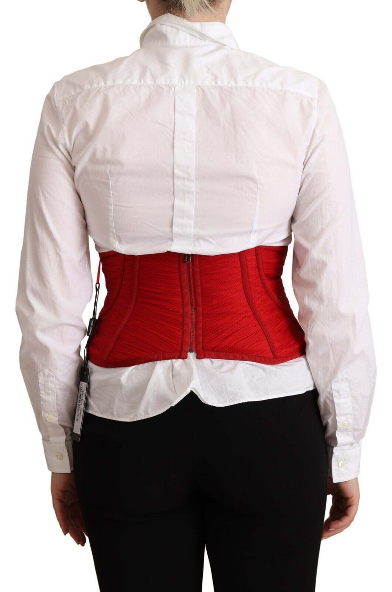 Red Corset Belt Stretch Waist Strap Top