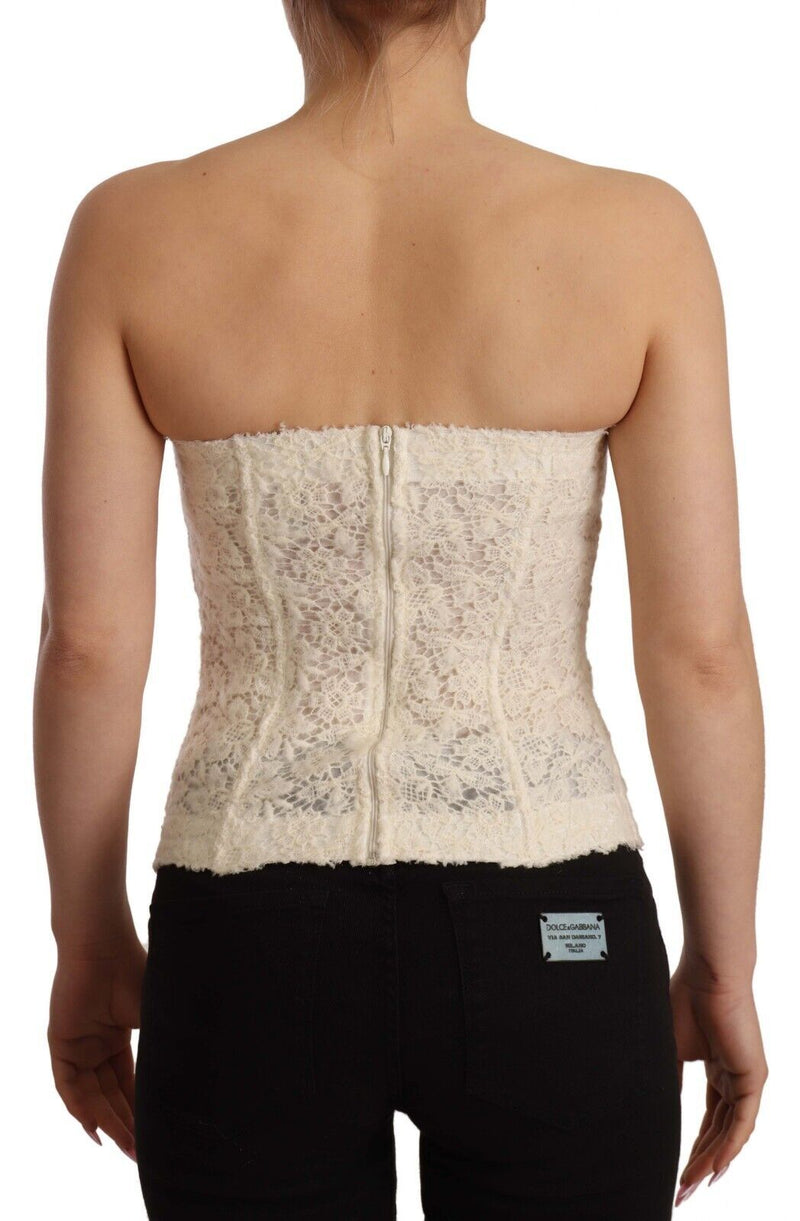 Off White Corset Bustier Floral Lace Top