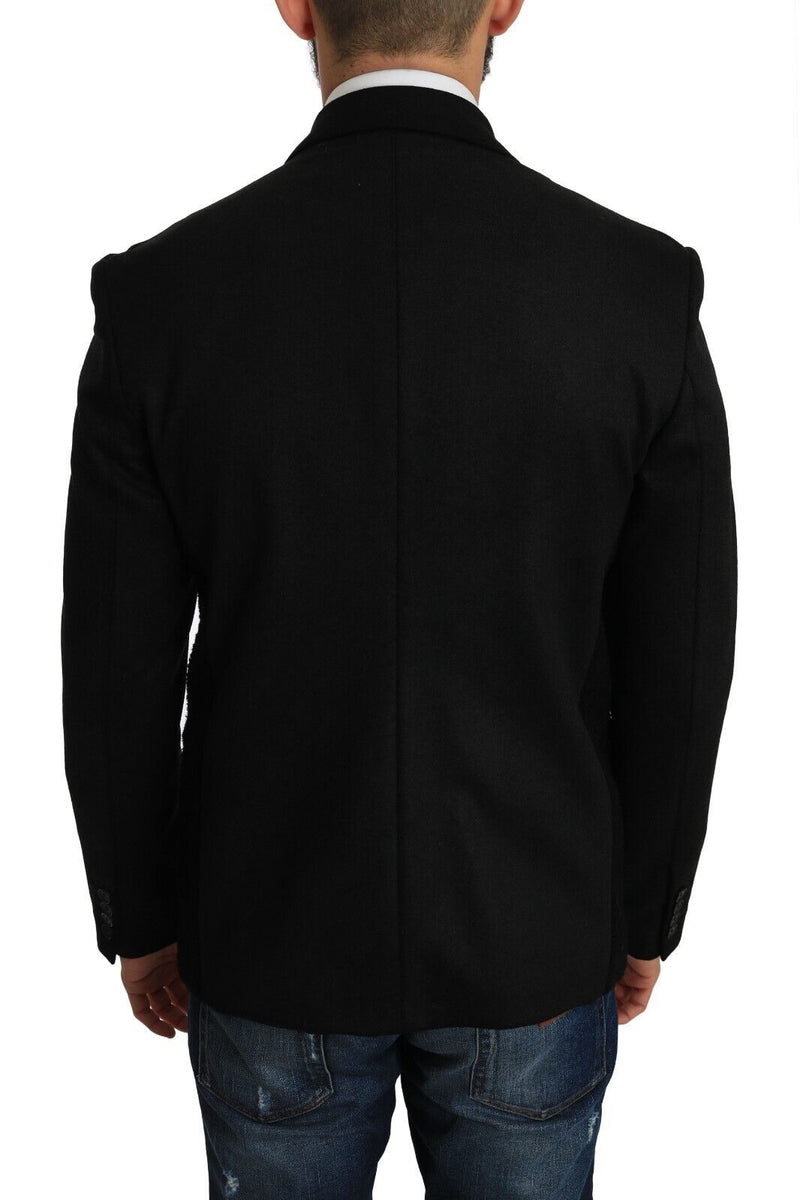 Black Virgin Wool Single Breasted Formal Blazer