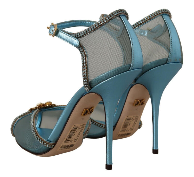 Blue Mesh Gold DEVOTION HEART Heels Shoes