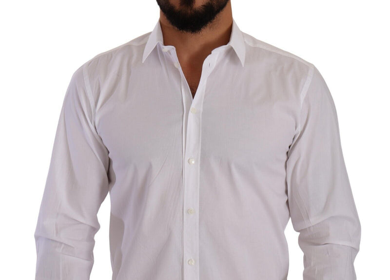 White MARTINI Cotton Slim Dress Formal Shirt