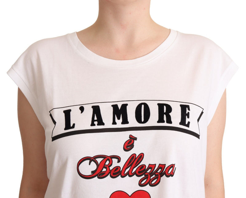 White L'Amore E'Bellezza Tank T-shirt Top