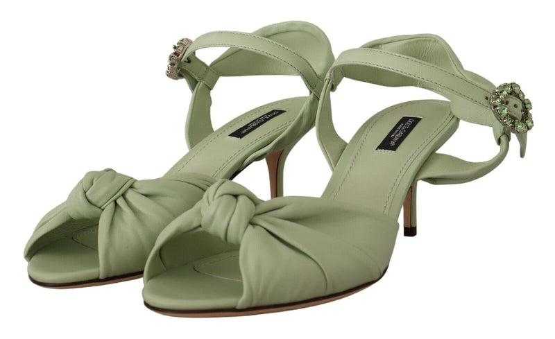 Green Crystal Ankle Strap Sandals Devotion Shoes