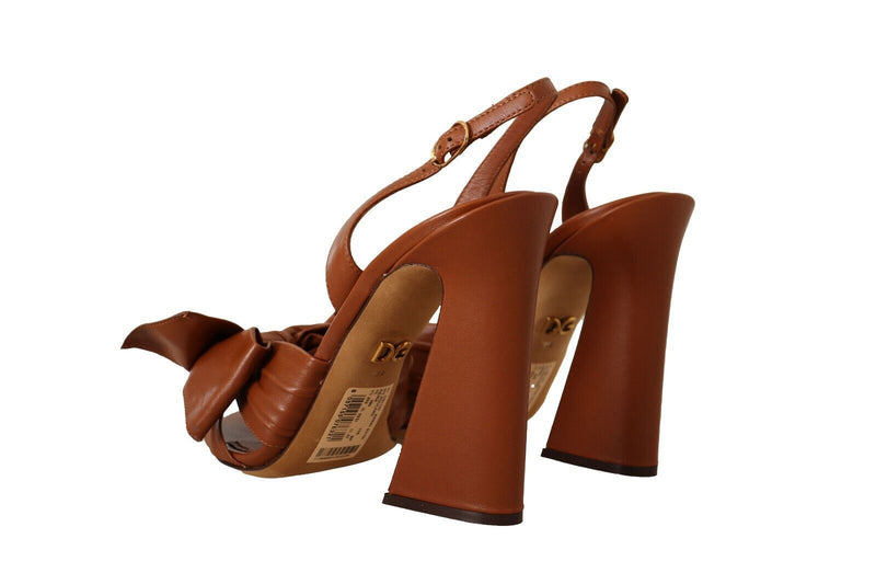 Brown Leather Ankle Strap Heels Sandals Shoes