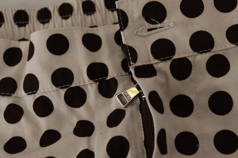 Black White Polka Dots Cotton Linen Shorts