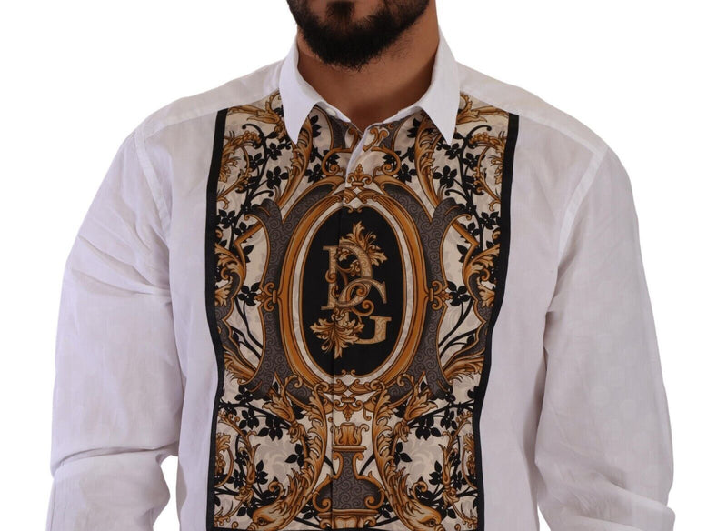 White Print Bib Formal Tuxedo GOLD Shirt