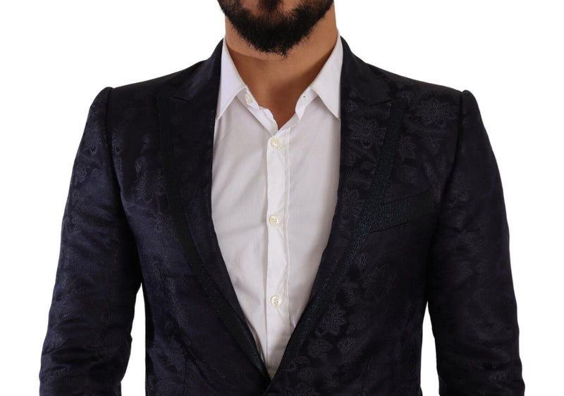 Blue Floral Jacquard Silk Coat MARTINI Blazer