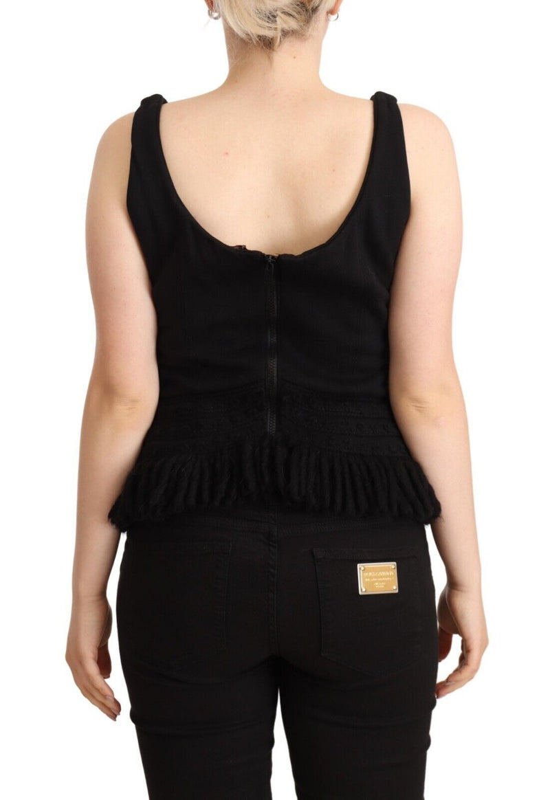 Black Cotton Sleevelesss Tank Casual Top