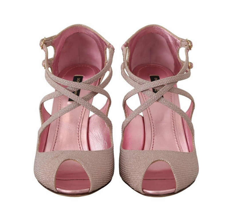 Pink Glittered Strappy Heels Sandals Shoes