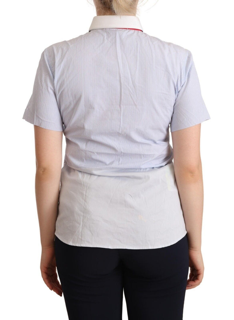 Light Blue Cotton Short Sleeves Collared Polo Top