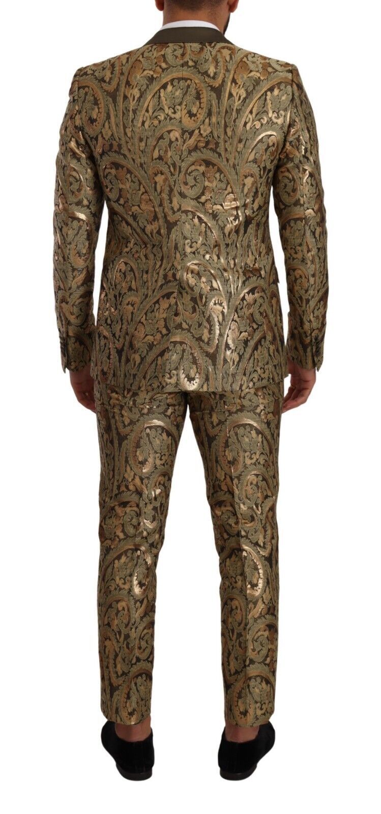 Gold Brocade Slim 3 Piece Single Breasted Suit