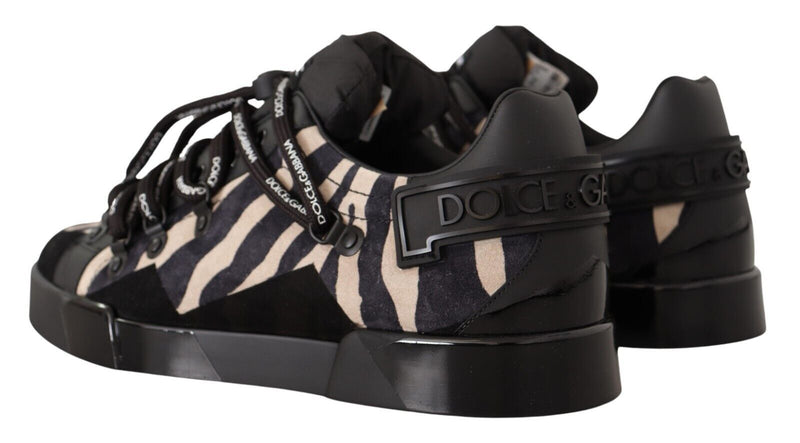 Black White Zebra Suede Rubber Sneakers Shoes