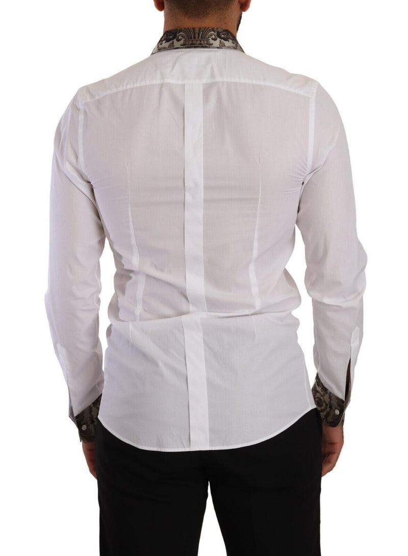 White GOLD Jacquard Cotton Slim Formal Shirt