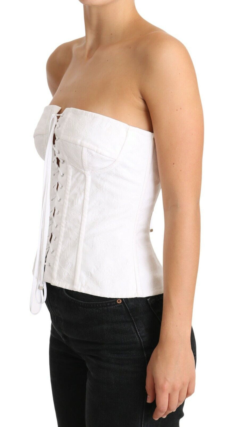 White PALERMO Bustier Cotton Top Corset