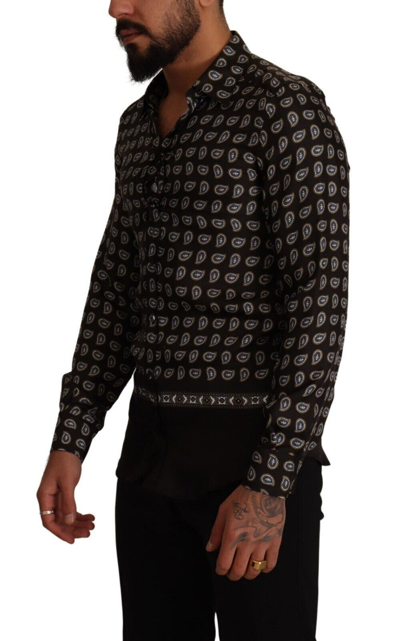 Brown GOLD Silk Patterned Slim Fit Shirt