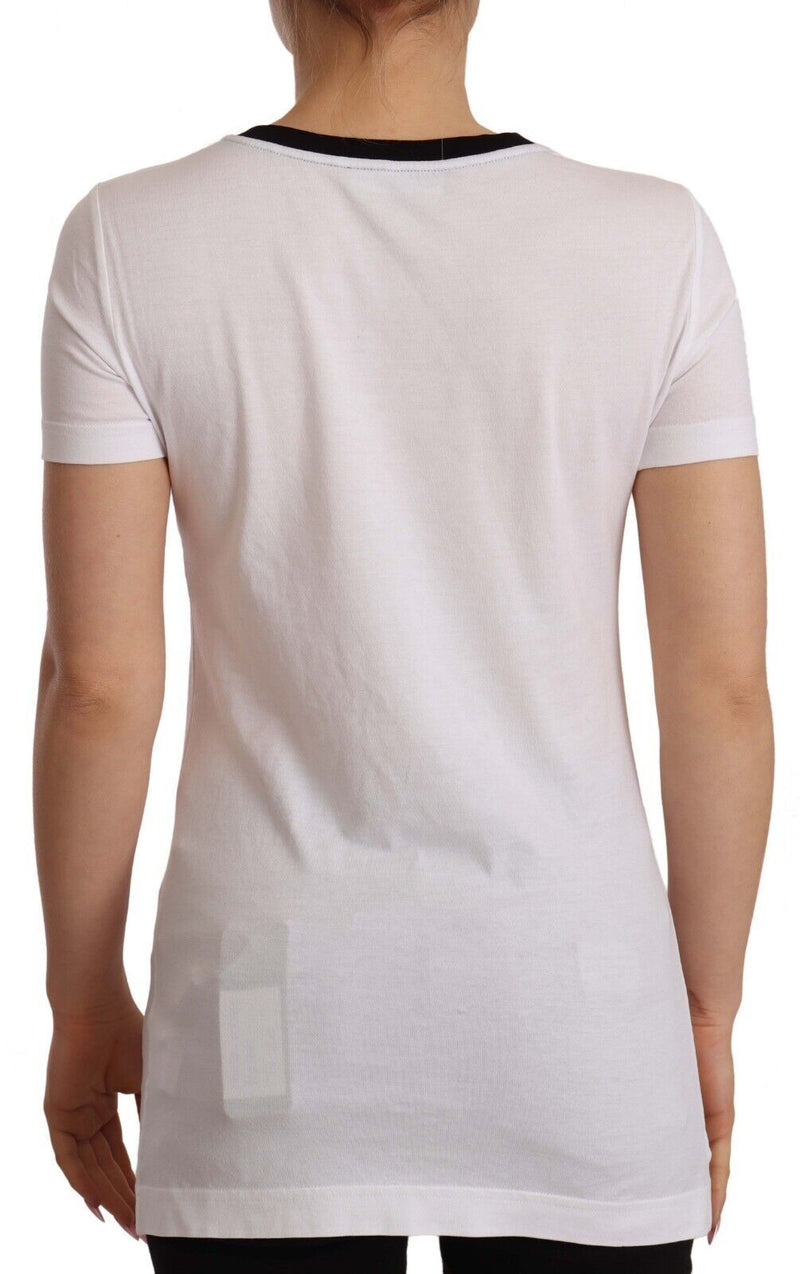 White Cotton Round Neck Short Sleeves T-shirt