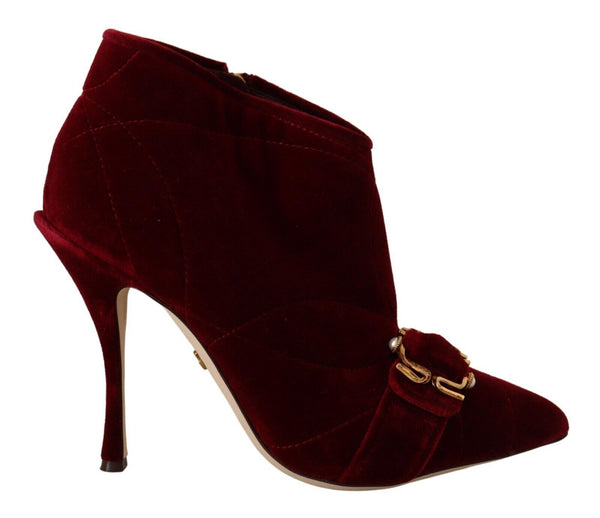 Bordeaux Velvet Devotion Heels Boots Shoes