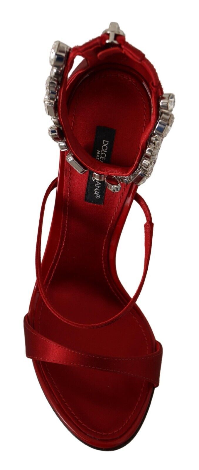 Red Satin Crystals Sandals Heels Keira Shoes