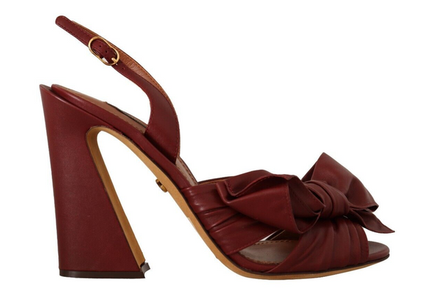 Bordeaux Leather Ankle Strap Heel Sandals Shoes