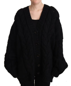 Black Wool Cashmere Knit Cardigan Sweater