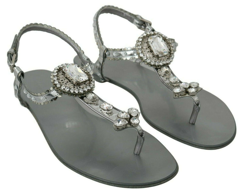 Silver Crystal Sandals Flip Flops Shoes